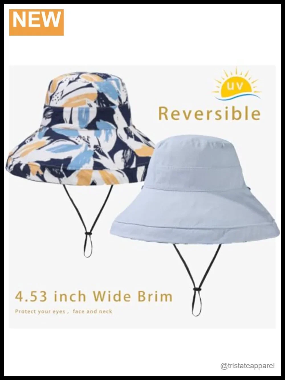 Women's Reversible Bucket Sun Hat with Wide Brim UPF50+ Cotton